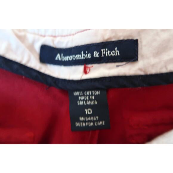 Abercrombie & Fitch Red Straight Leg Chino Pants Women  Size 10 Red Cotton Capri - Picture 4 of 6